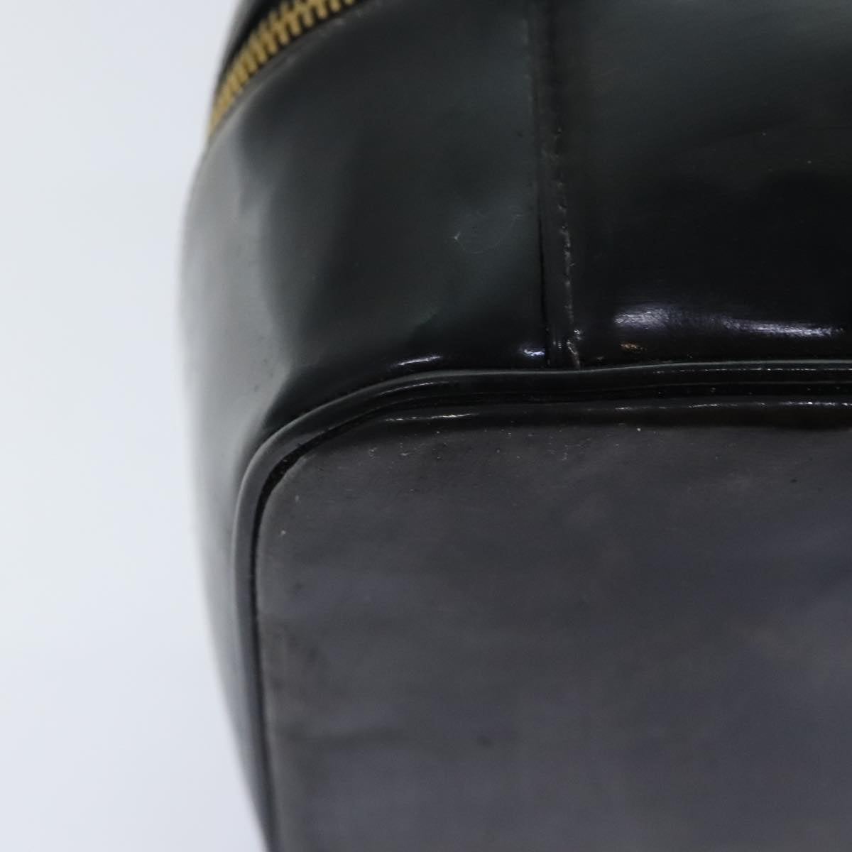CHANEL COCO Mark Vanity Pouch Patent leather Black Gold CC bs18347