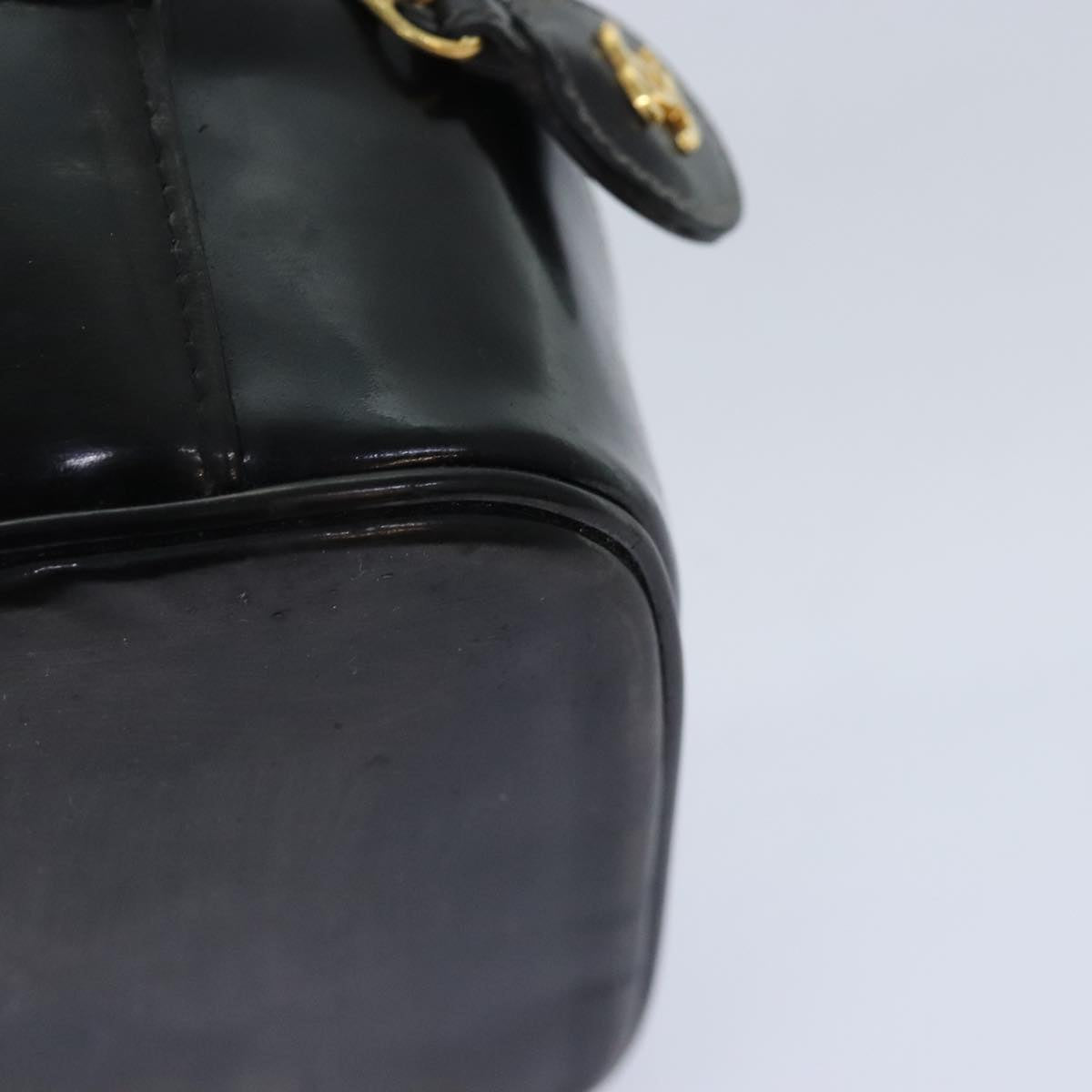 CHANEL COCO Mark Vanity Pouch Patent leather Black Gold CC bs18347