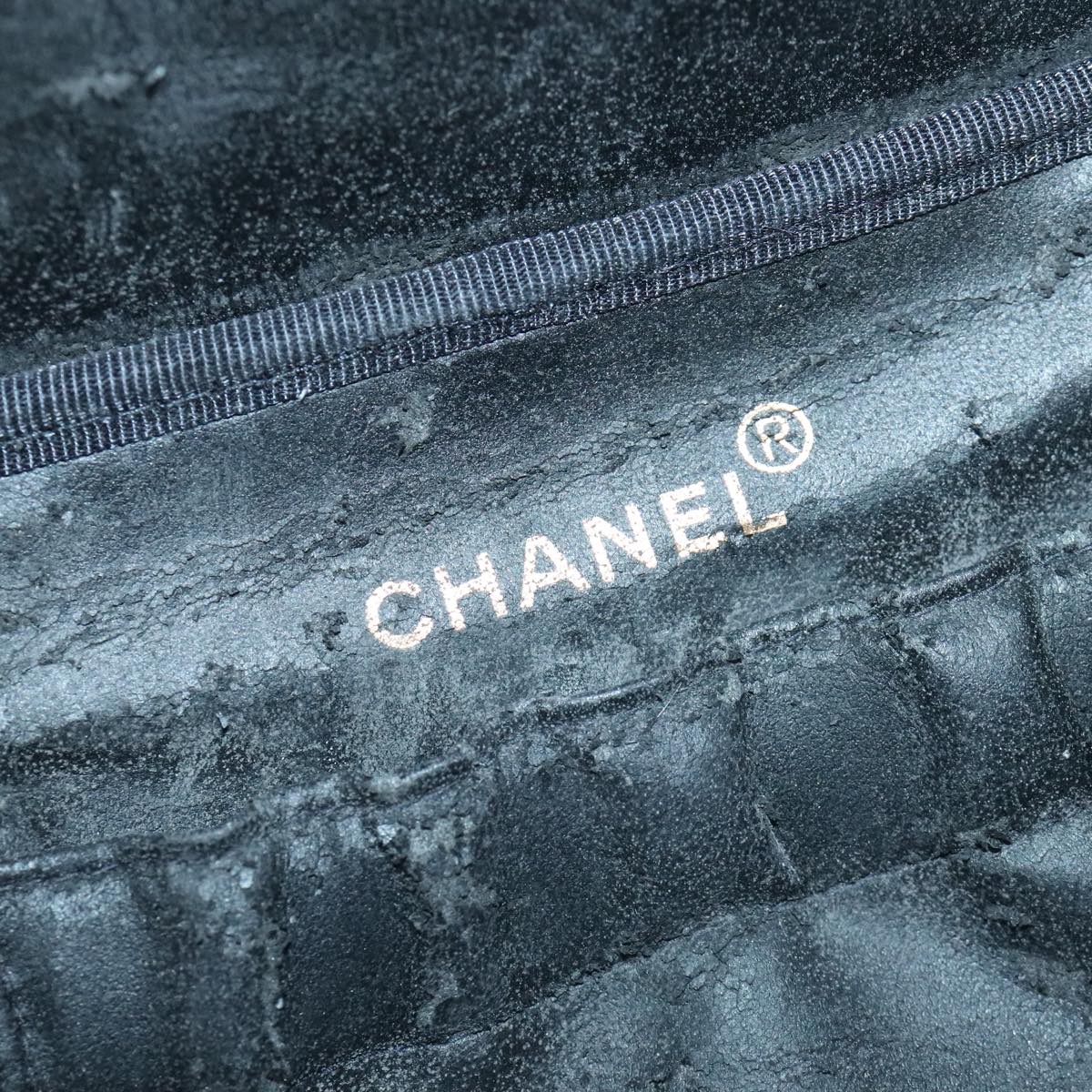 CHANEL COCO Mark Vanity Pouch Patent leather Black Gold CC bs18347