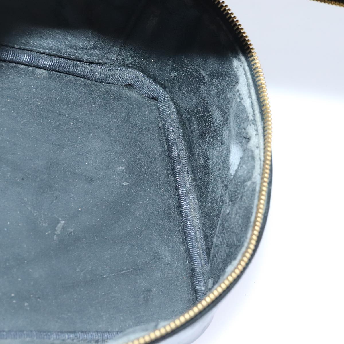 CHANEL COCO Mark Vanity Pouch Patent leather Black Gold CC bs18347
