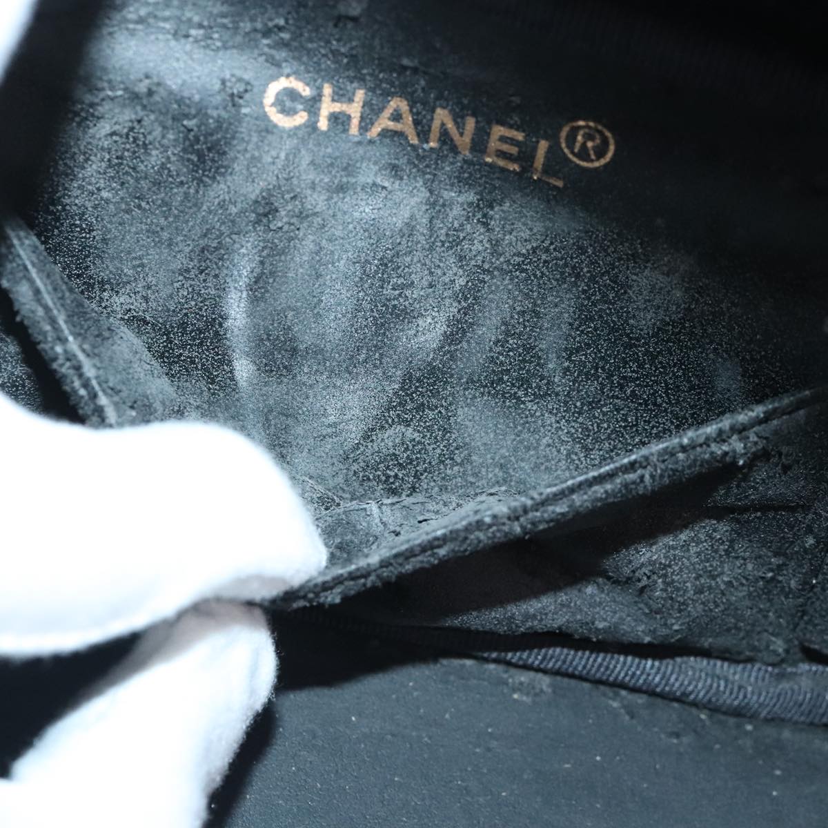 CHANEL COCO Mark Vanity Pouch Patent leather Black Gold CC bs18347