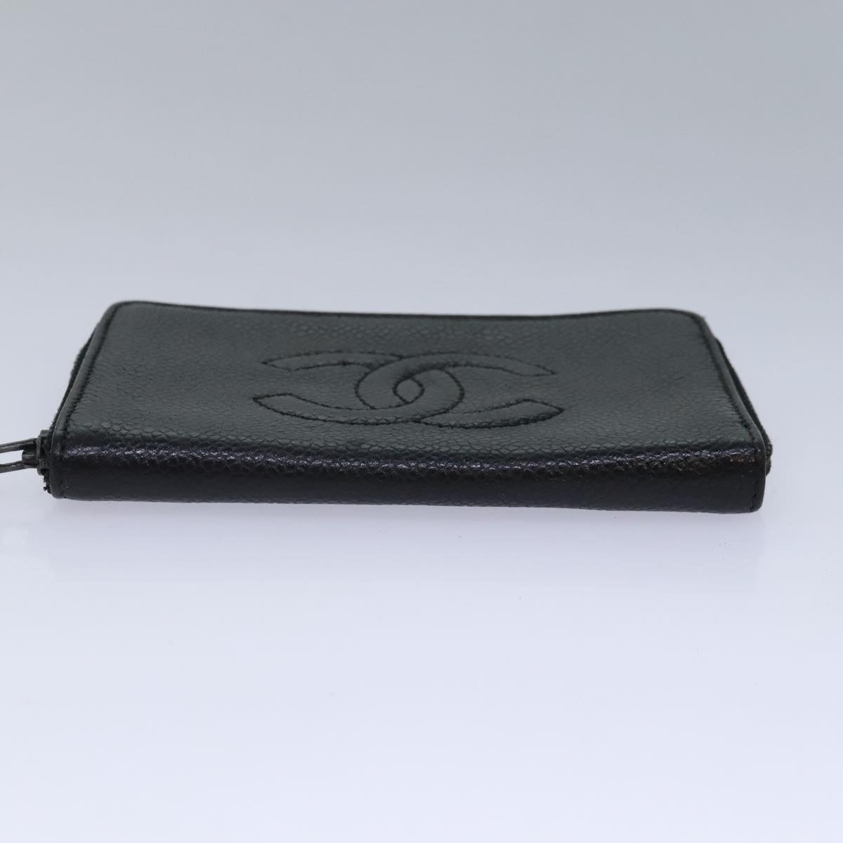 CHANEL Key Case Caviar Skin Black Gold CC bs18348
