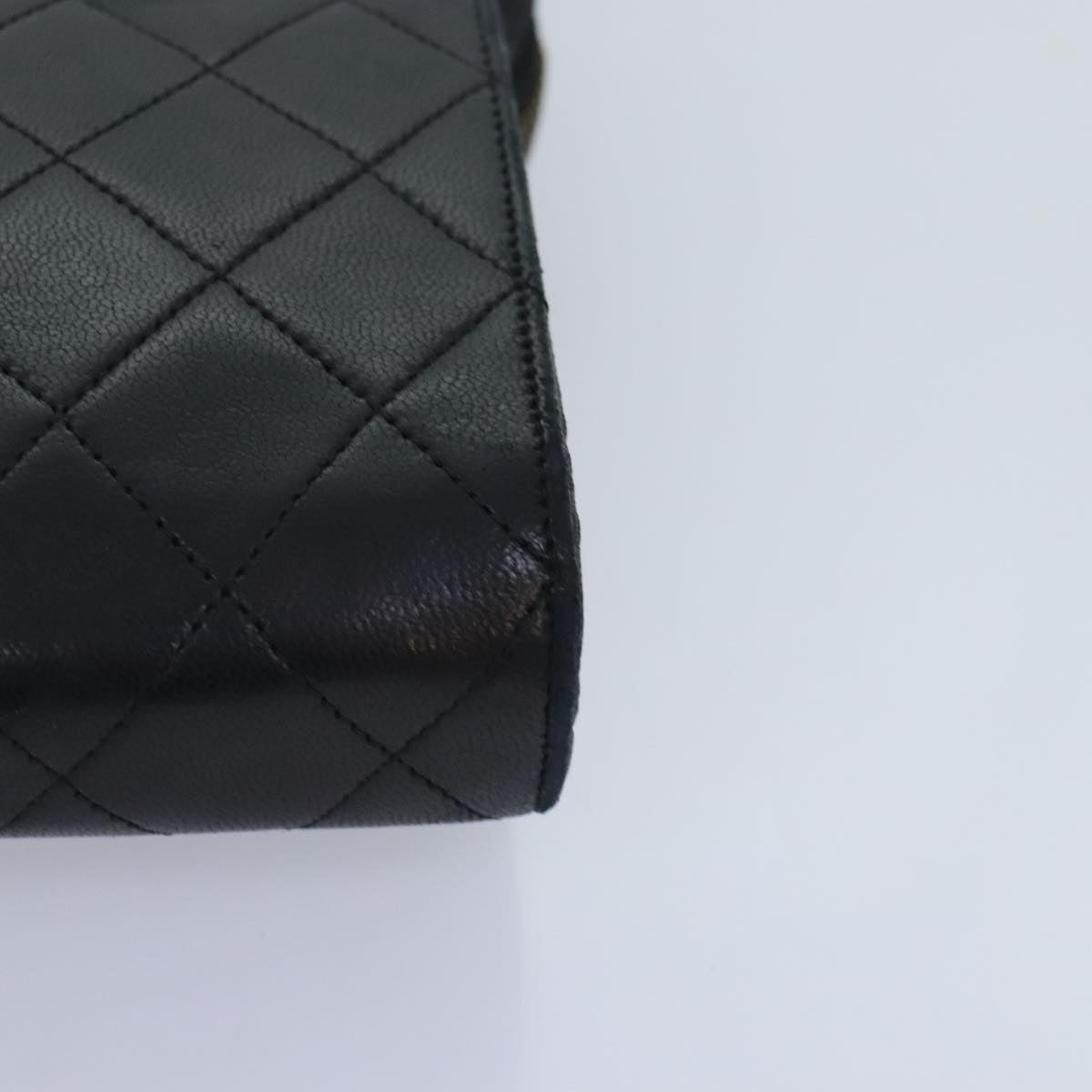 CHANEL Matelasse Chain Shoulder Bag Lamb Skin Black Gold CC bs18351