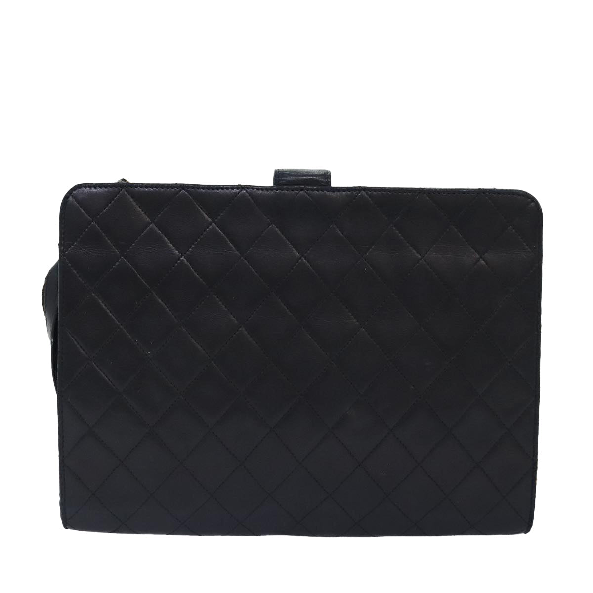 CHANEL Matelasse Chain Shoulder Bag Lamb Skin Black Gold CC bs18351