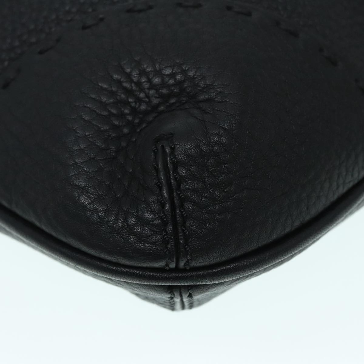 FENDI Celeria Shoulder Bag Leather Black Gold bs18442