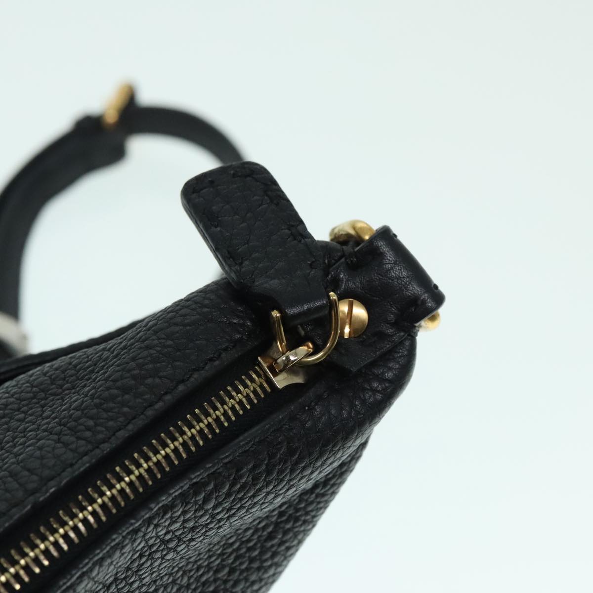 FENDI Celeria Shoulder Bag Leather Black Gold bs18442