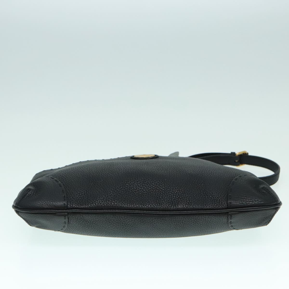 FENDI Celeria Shoulder Bag Leather Black Gold bs18442