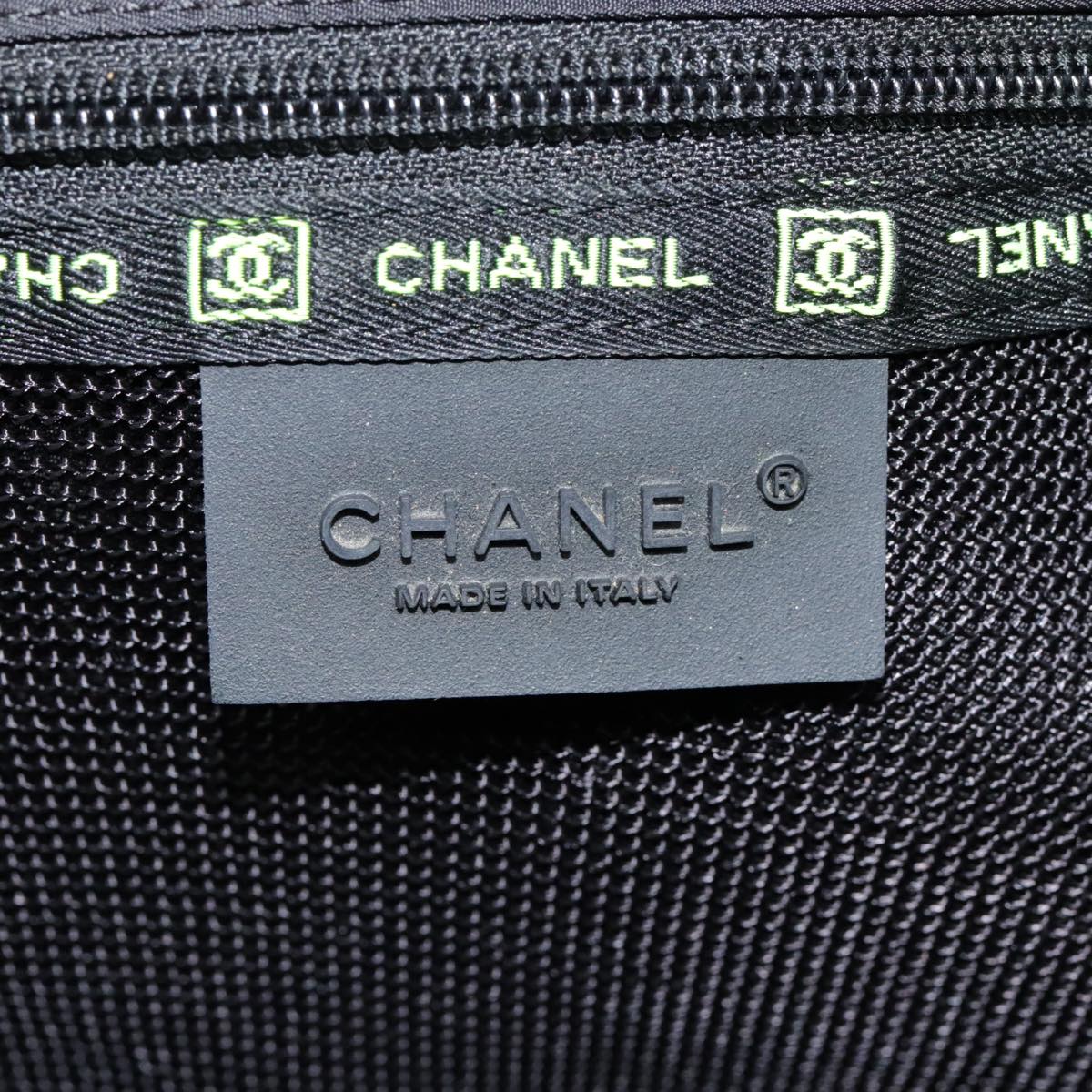 CHANEL Sports Shoulder Bag Nylon Black Silver CC bs18444