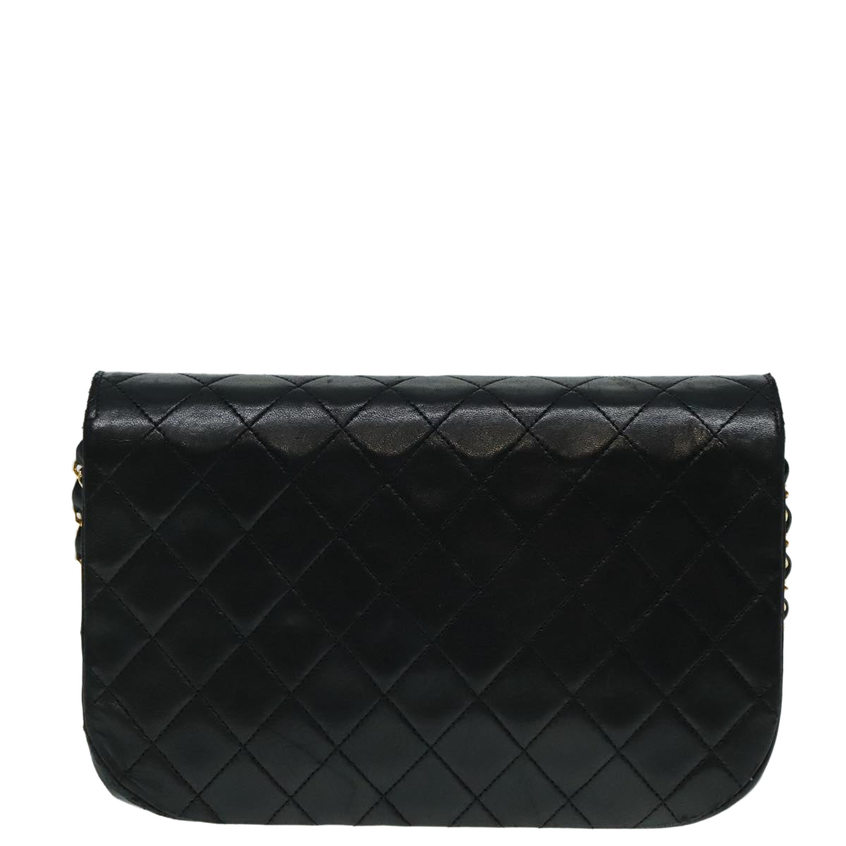 CHANEL Matelasse Chain Shoulder Bag Lamb Skin Gold Black CC bs18449