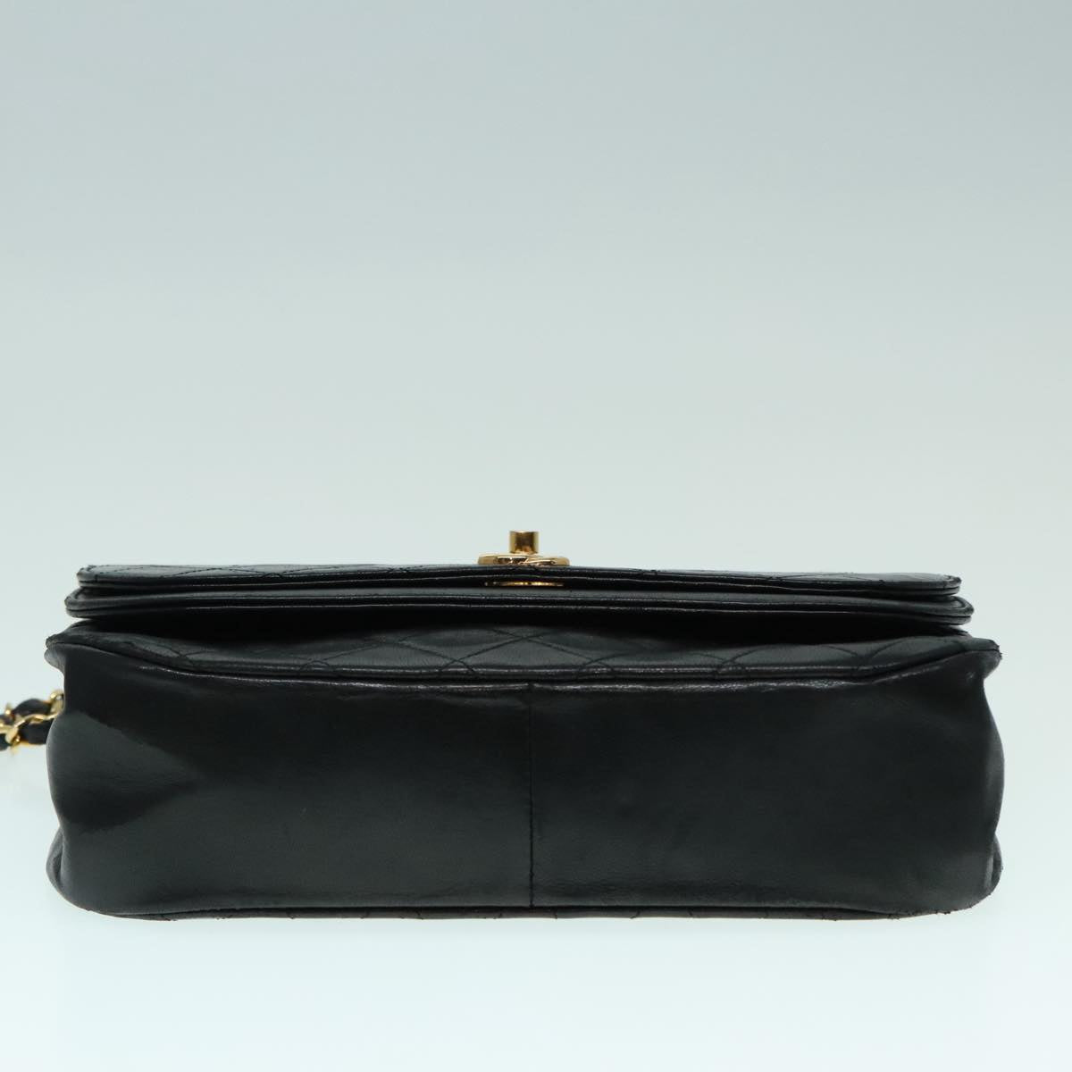 CHANEL Matelasse Chain Shoulder Bag Lamb Skin Gold Black CC bs18449