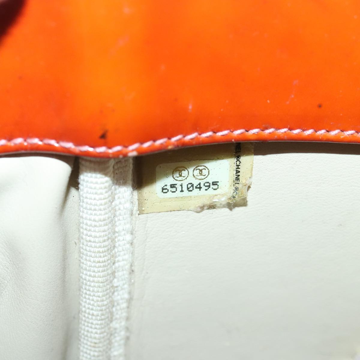 CHANEL Triple Coco Chain Tote Bag Patent leather Orange Silver CC bs18659