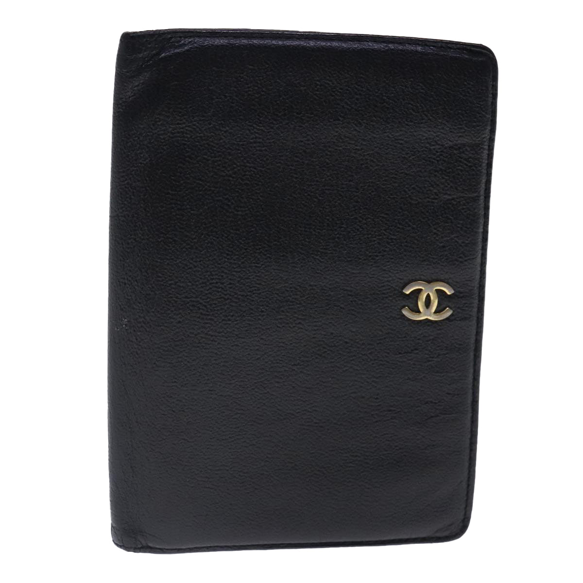 CHANEL COCO Mark Wallet Leather Black Gold CC bs18721