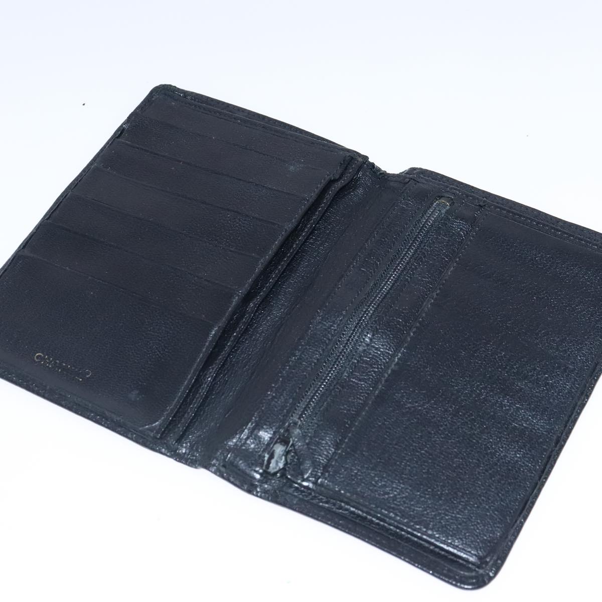 CHANEL COCO Mark Wallet Leather Black Gold CC bs18721