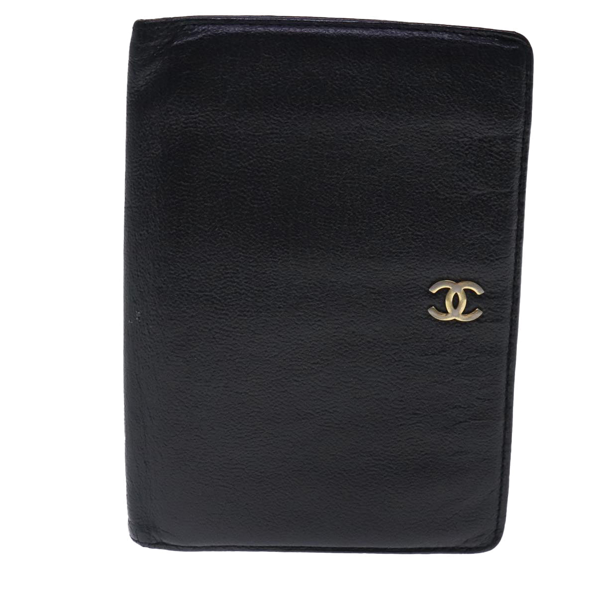 CHANEL COCO Mark Wallet Leather Black Gold CC bs18721