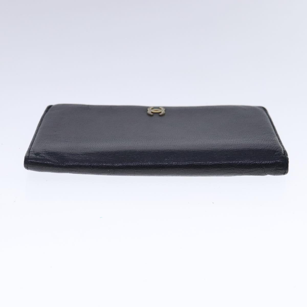 CHANEL COCO Mark Wallet Leather Black Gold CC bs18721