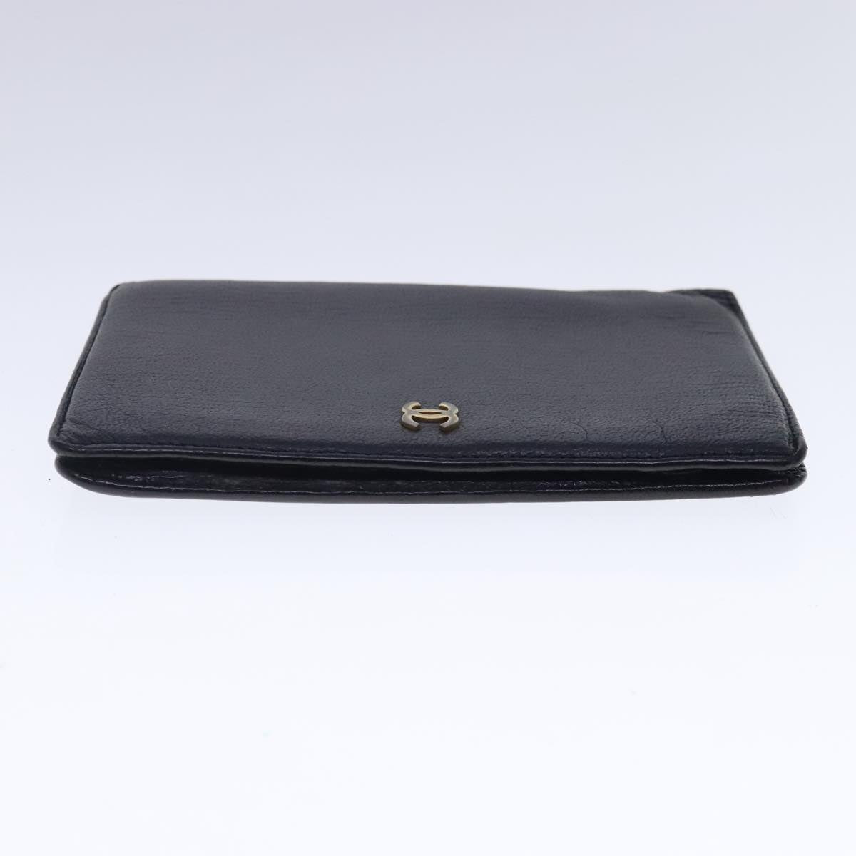 CHANEL COCO Mark Wallet Leather Black Gold CC bs18721
