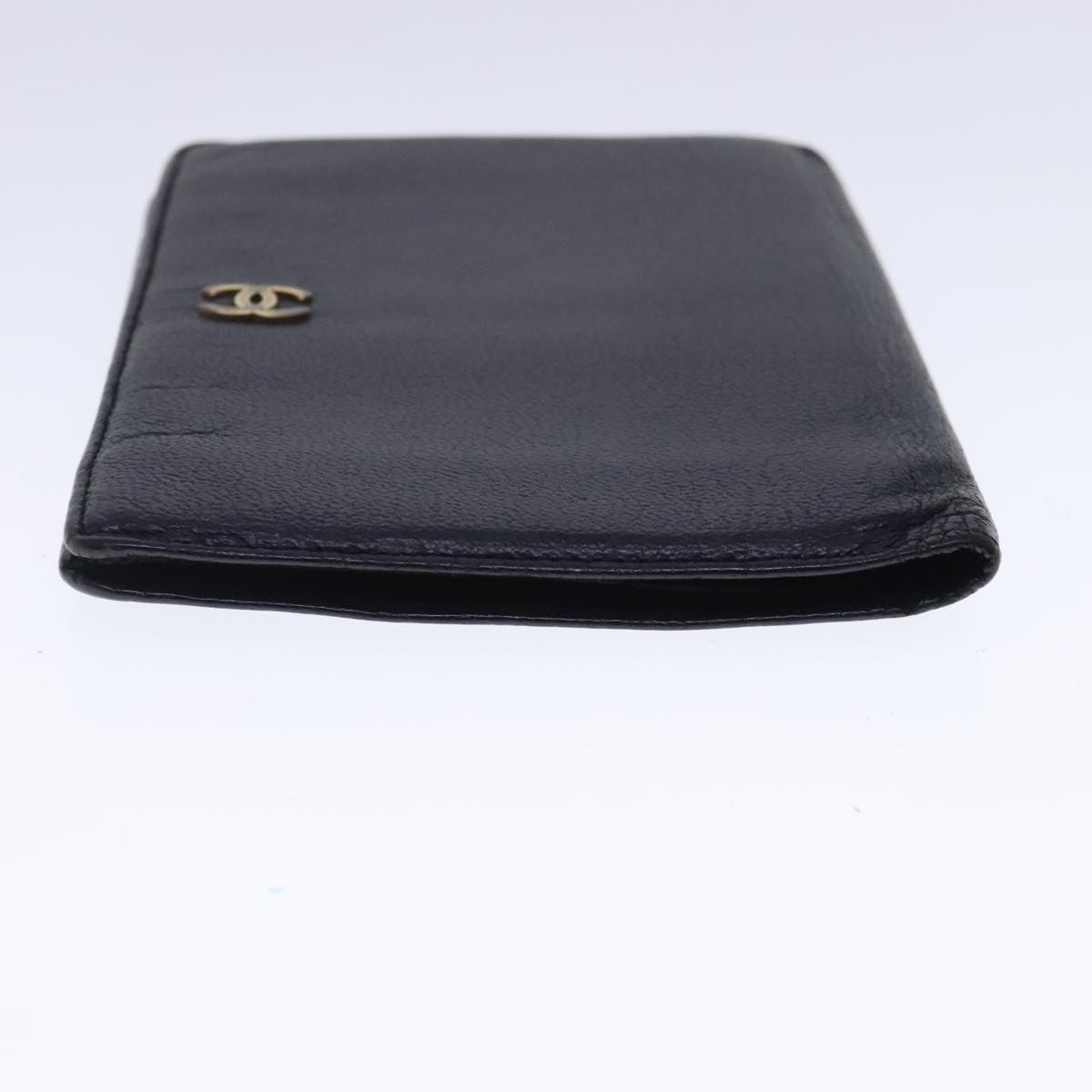 CHANEL COCO Mark Wallet Leather Black Gold CC bs18721