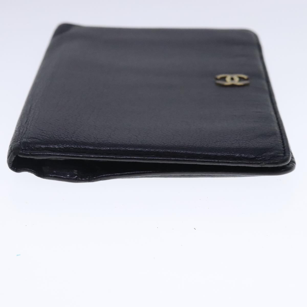 CHANEL COCO Mark Wallet Leather Black Gold CC bs18721