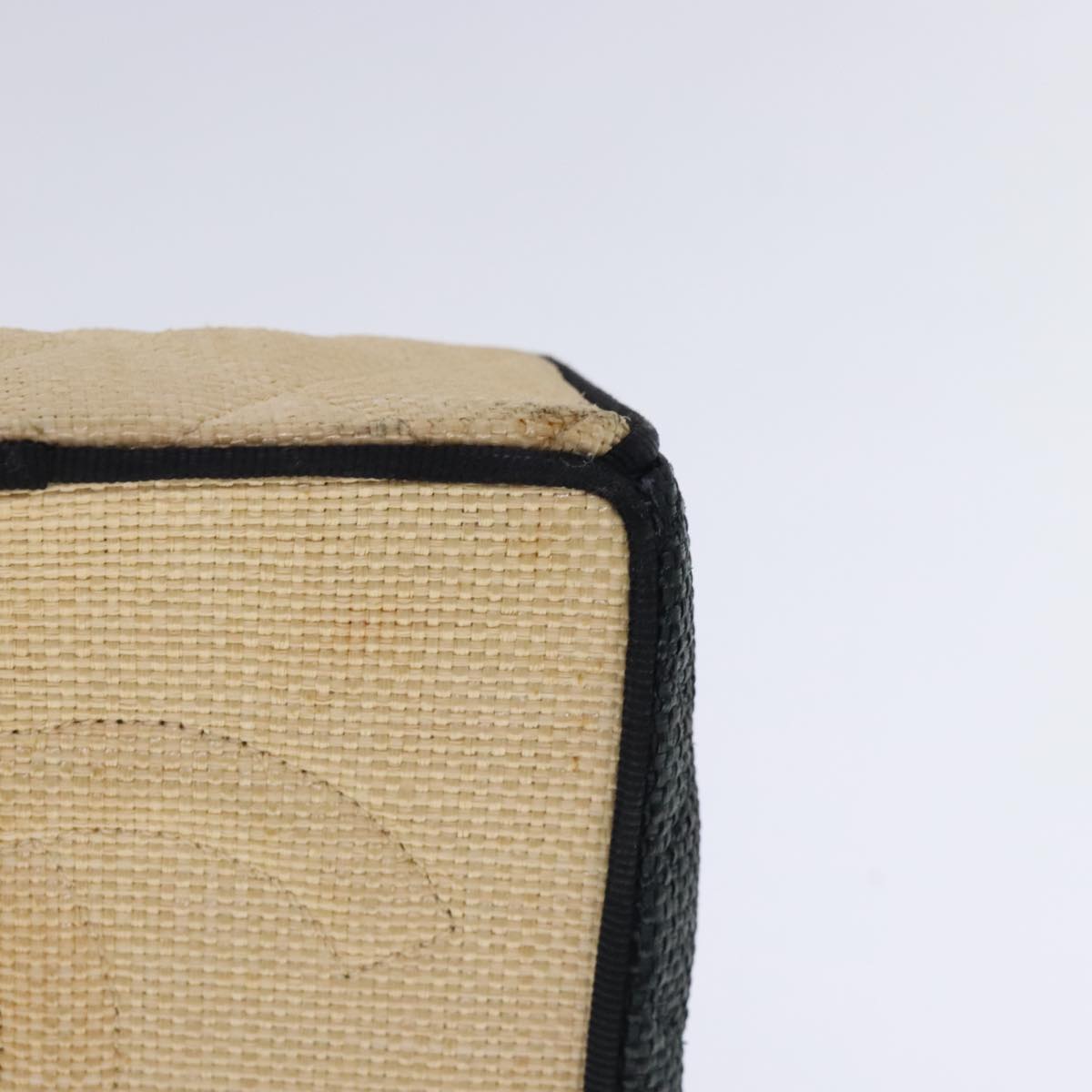 CHANEL Hand Bag straw Beige Black CC bs18882