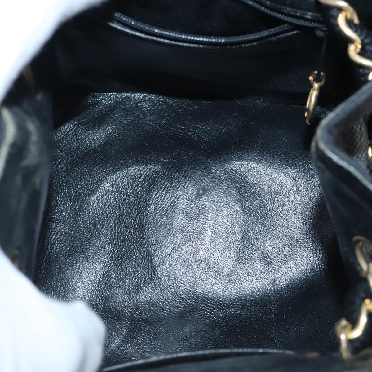 CHANEL Hand Bag straw Beige Black CC bs18882