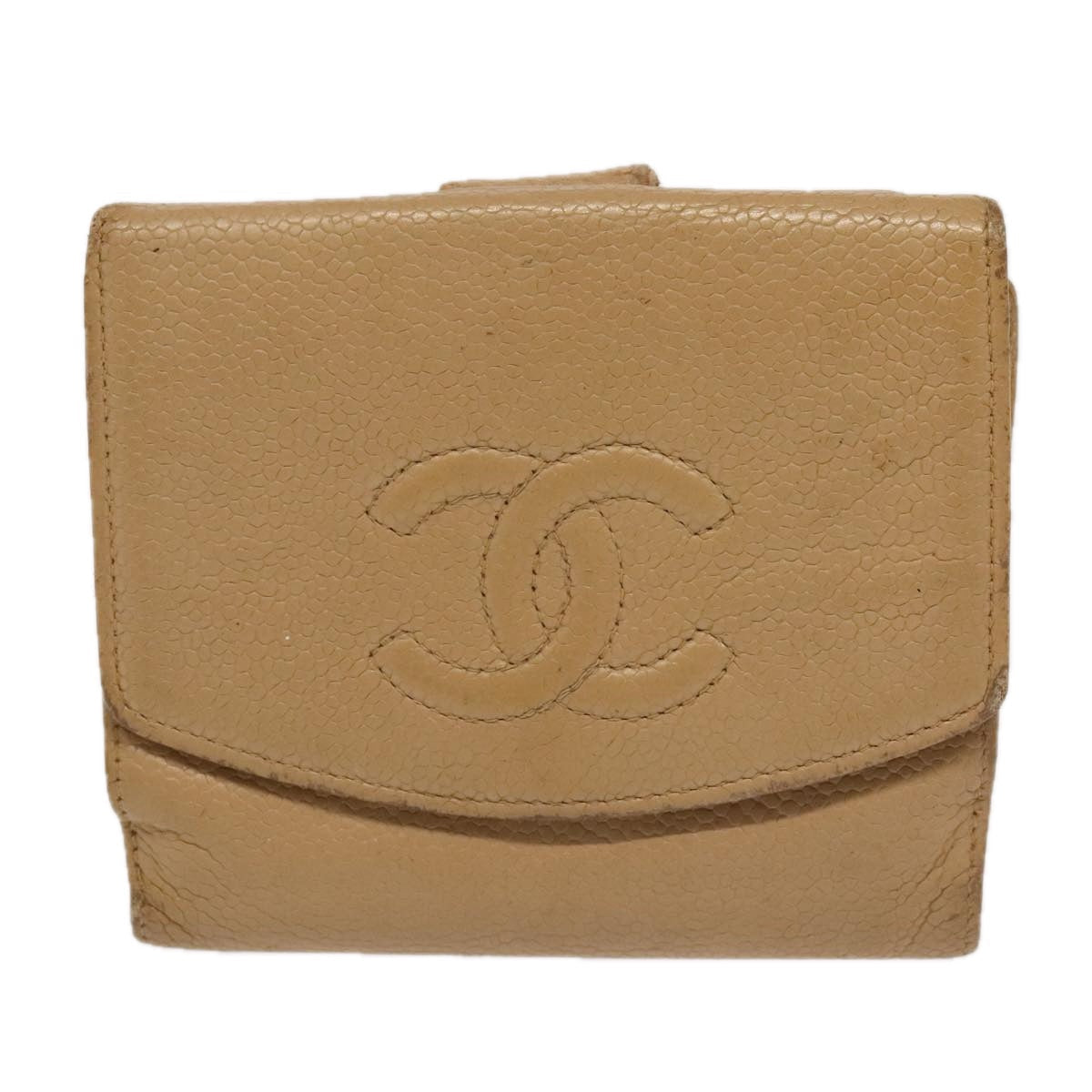 CHANEL Wallet Leather 3Set Black Beige CC bs18941