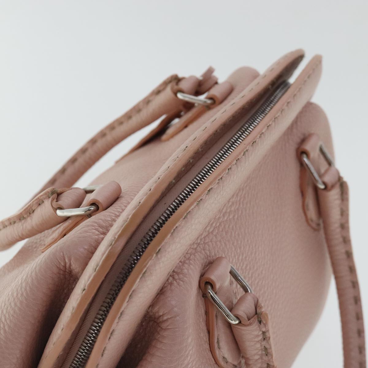 FENDI Celeria Hand Bag Leather Pink Silver bs19021
