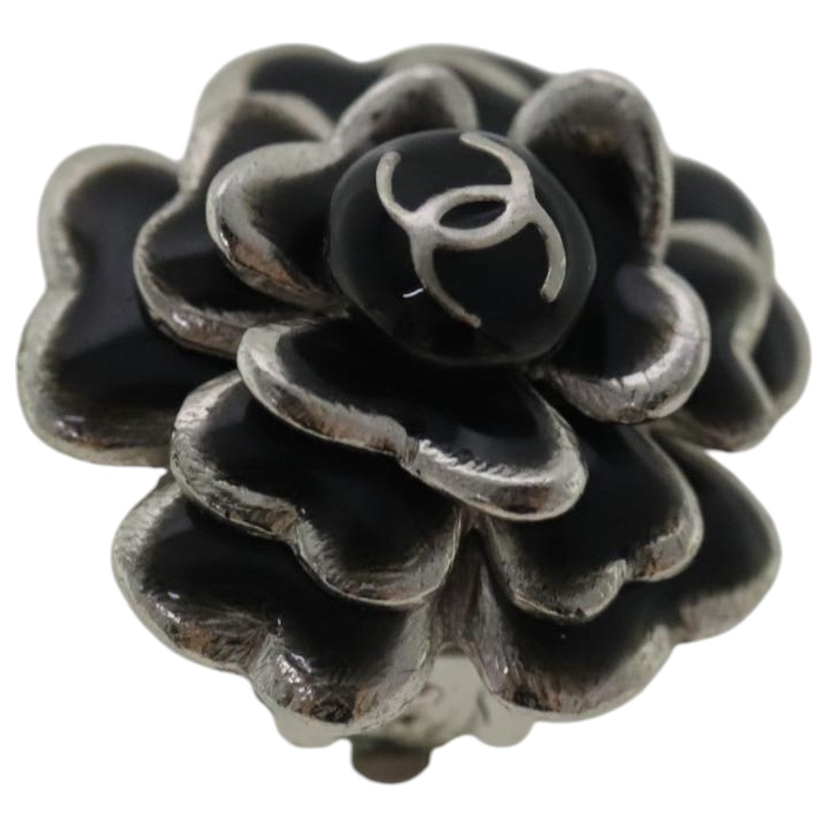 CHANEL Earring metal Black CC bs19065