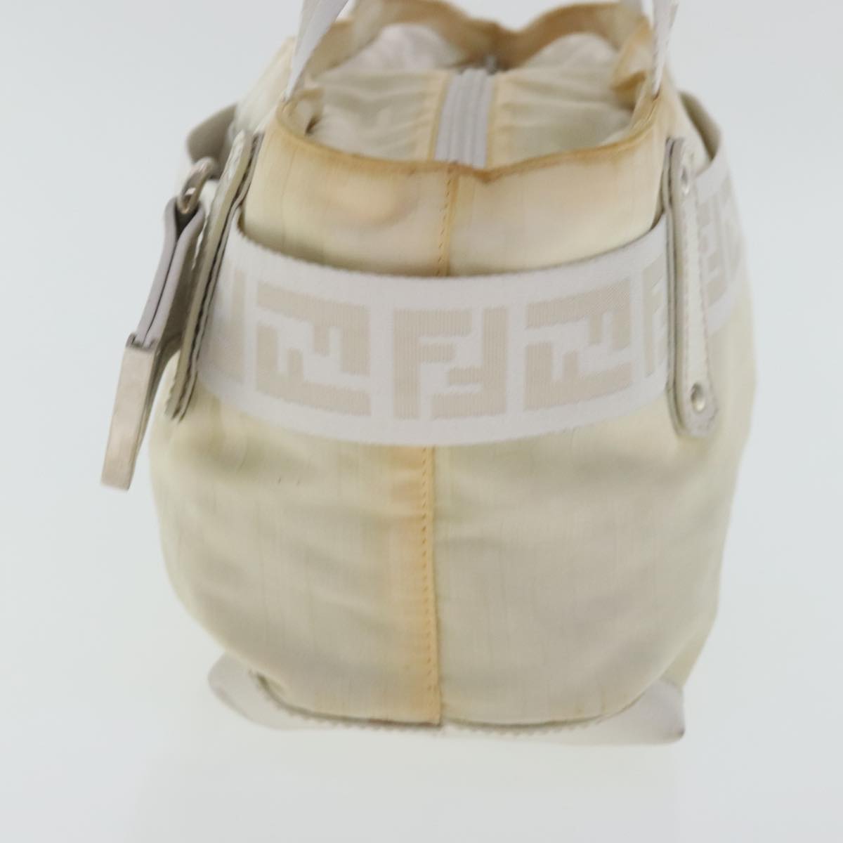 FENDI Zucca Canvas Hand Bag Silver White bs19074