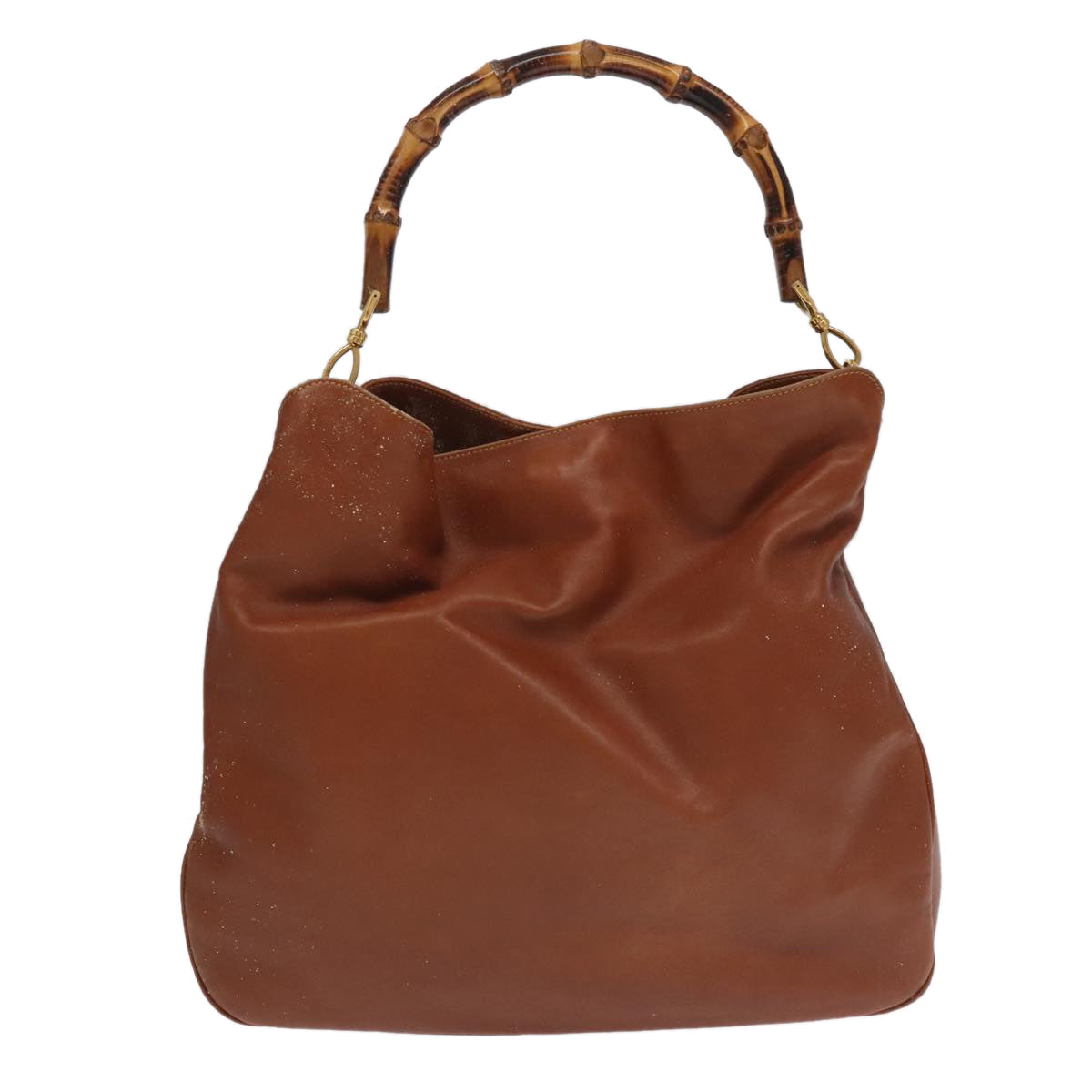 GUCCI Bamboo Hand Bag Leather 2way Brown Gold 001 1781 1577 bs19269