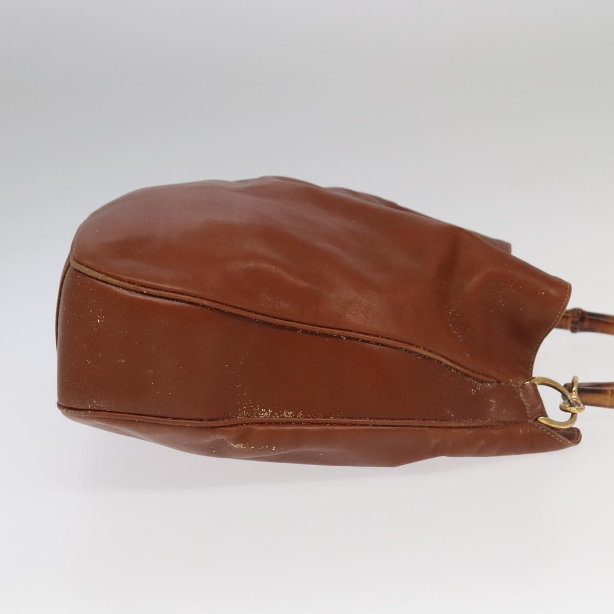 GUCCI Bamboo Hand Bag Leather 2way Brown Gold 001 1781 1577 bs19269