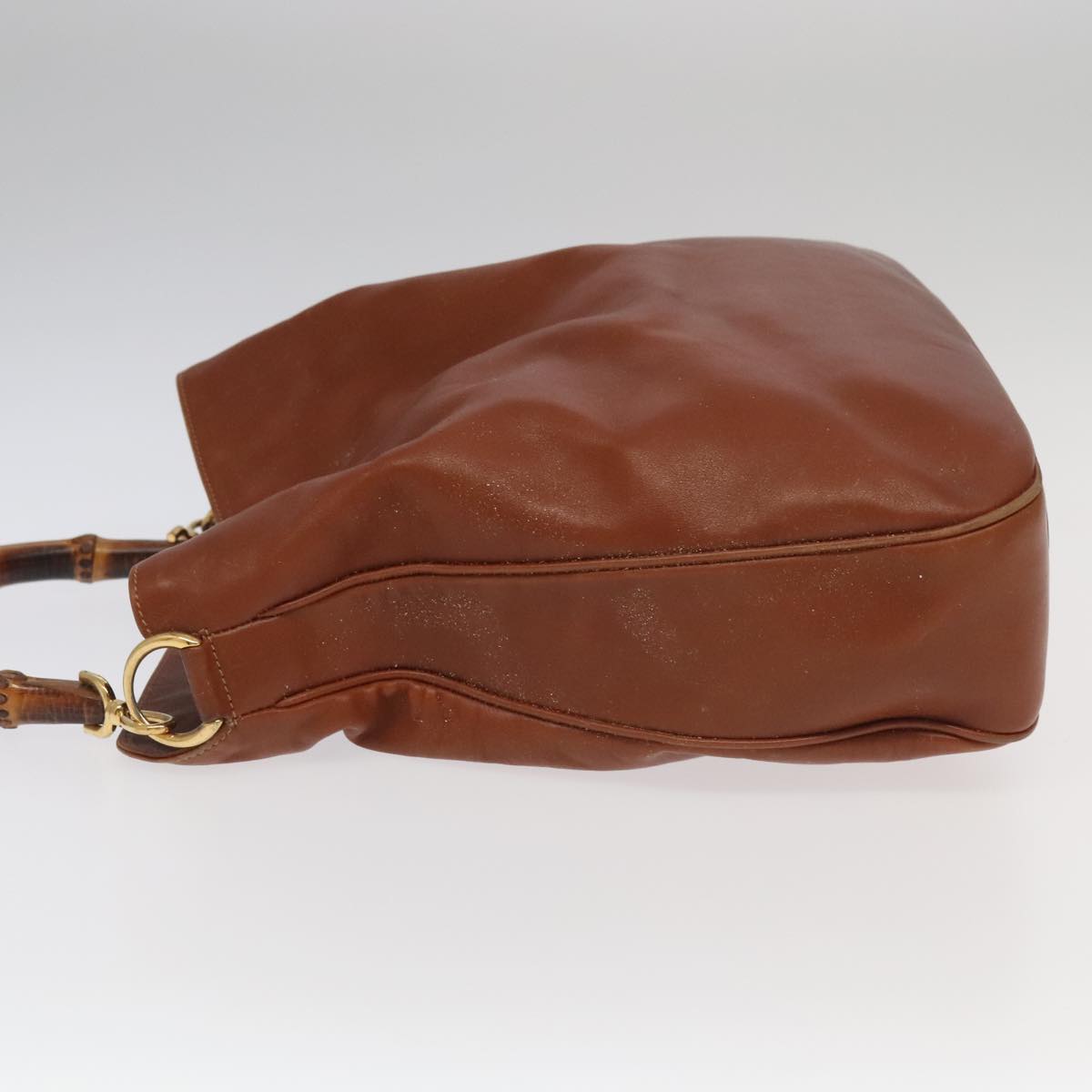 GUCCI Bamboo Hand Bag Leather 2way Brown Gold 001 1781 1577 bs19269