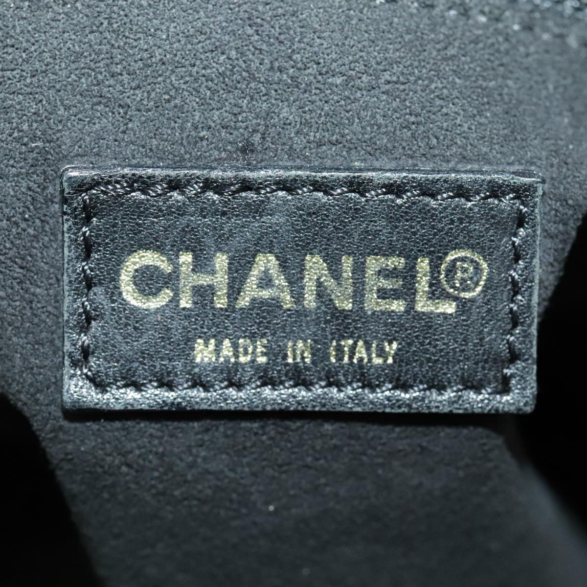 CHANEL Hand Bag Cotton Black Gold CC bs19294