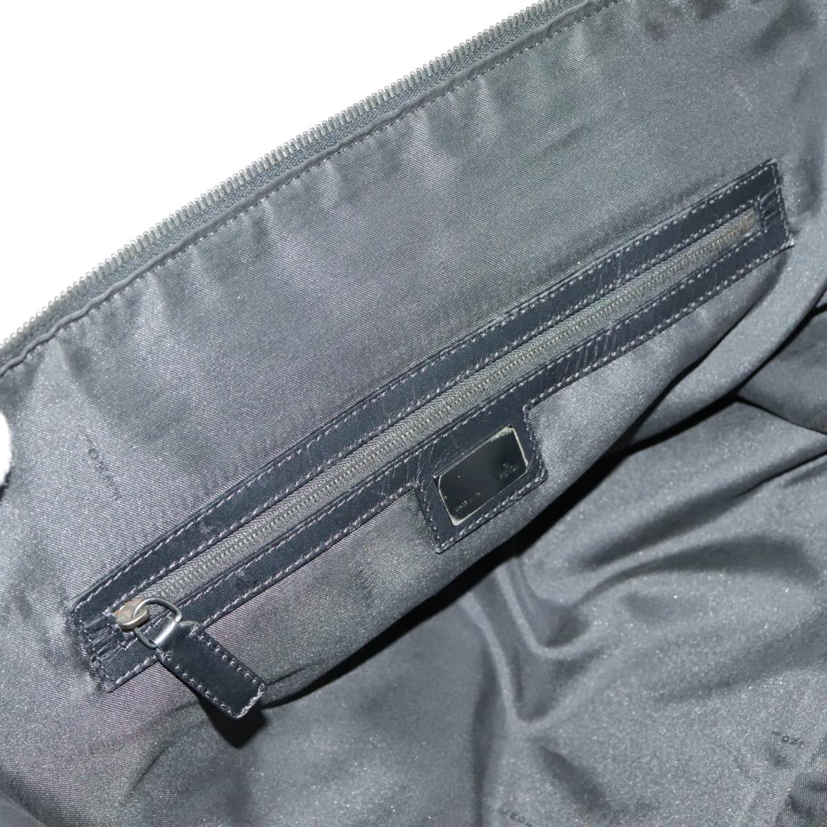 FENDI Zucchino Canvas Boston Bag Dark Brown Black Silver bs19297
