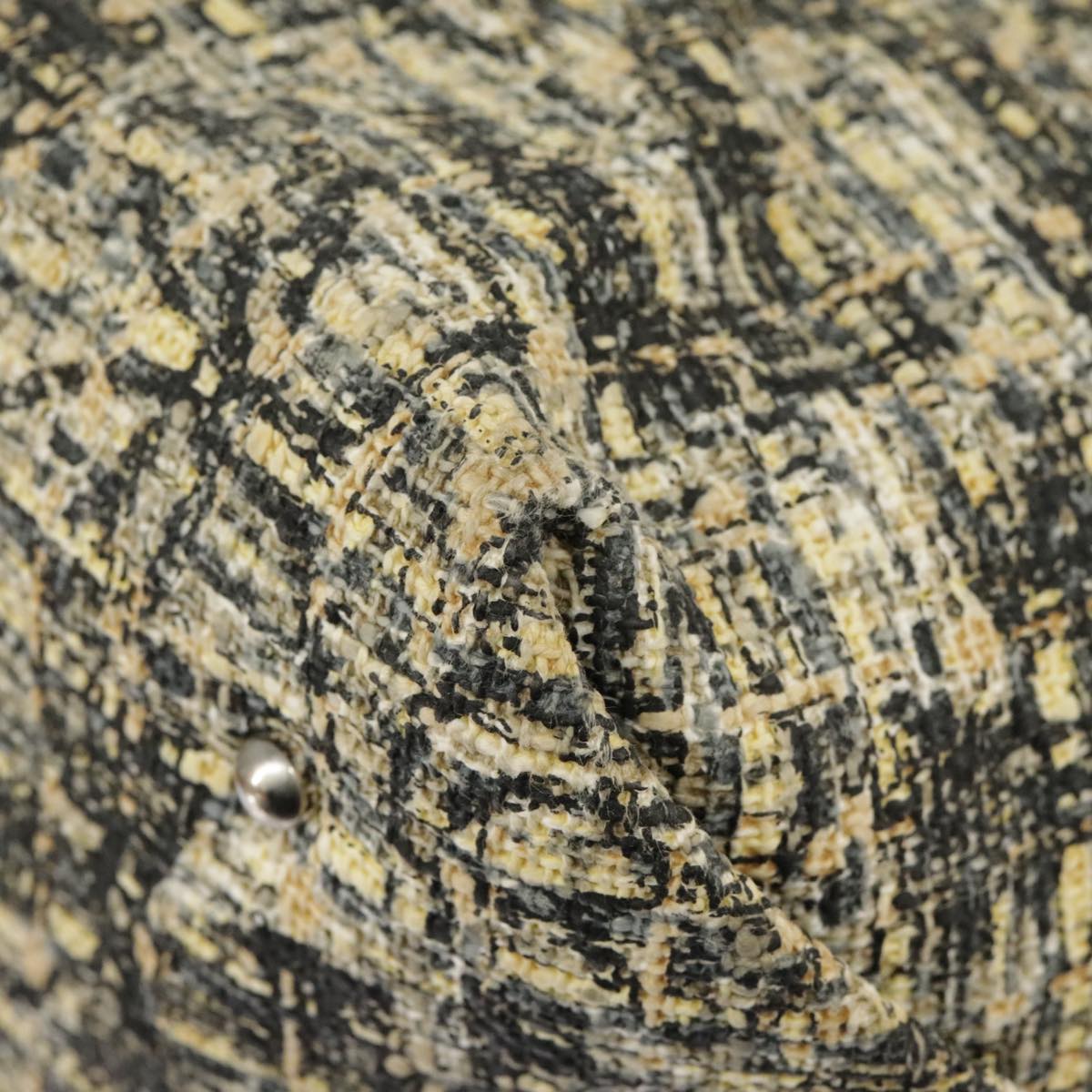 CHANEL Hand Bag Tweed Yellow Silver CC bs19419