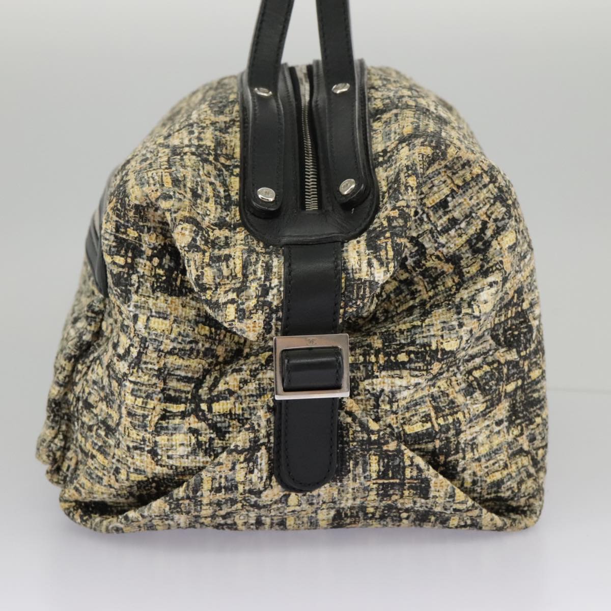 CHANEL Hand Bag Tweed Yellow Silver CC bs19419