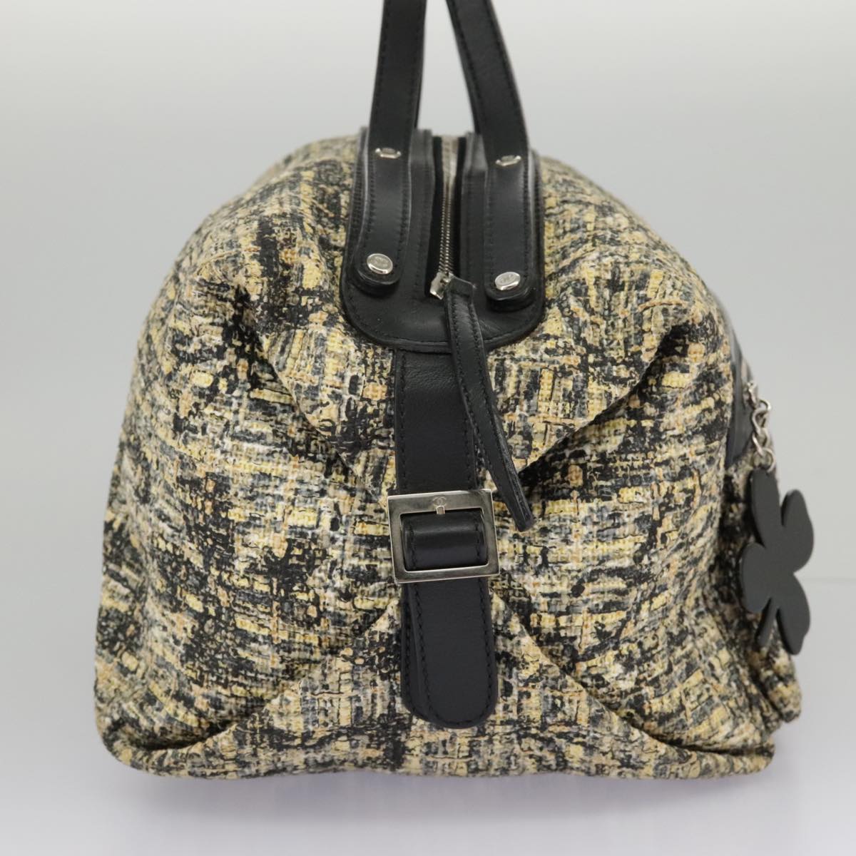CHANEL Hand Bag Tweed Yellow Silver CC bs19419