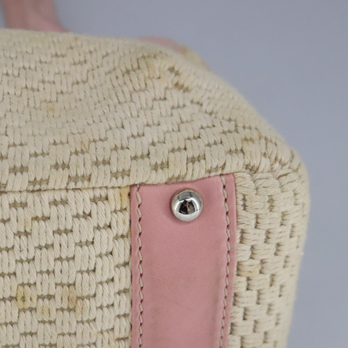 CHANEL Hand Bag Canvas Leather Pink Silver CC bs19432