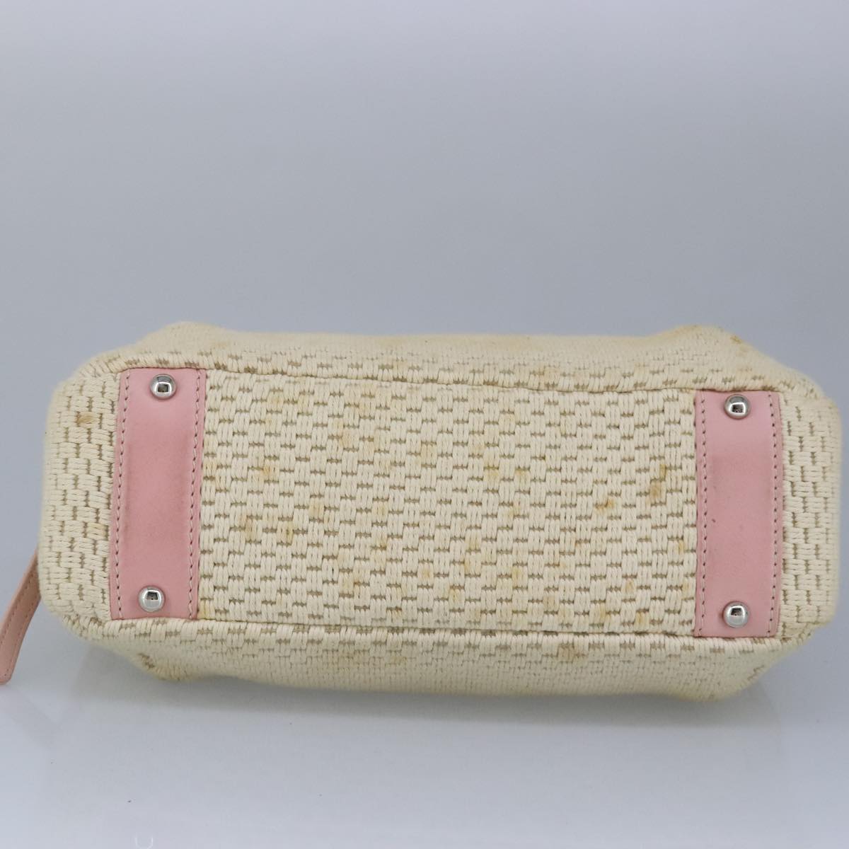 CHANEL Hand Bag Canvas Leather Pink Silver CC bs19432
