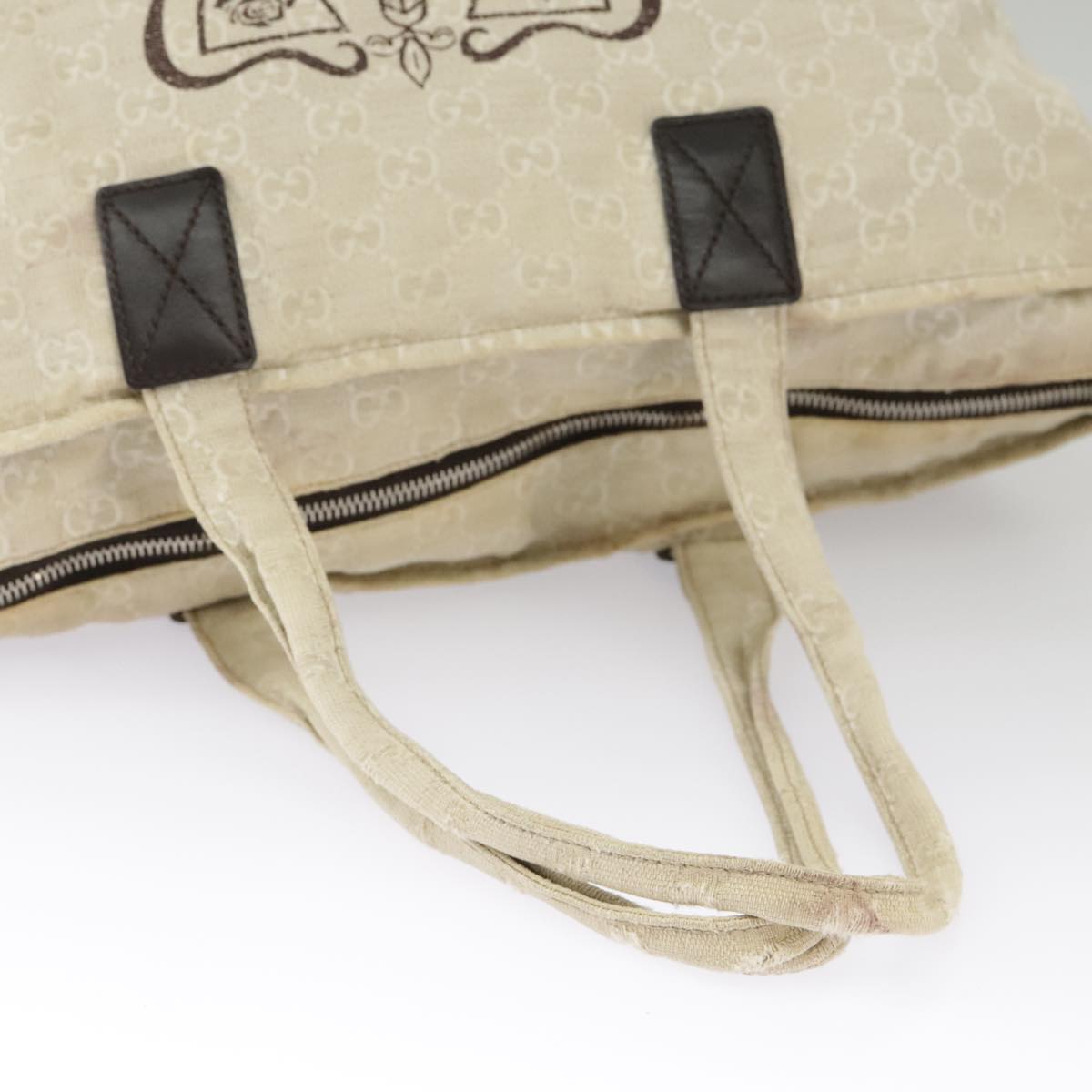 GUCCI GG Canvas Tote Bag Beige Silver 283416 bs19440