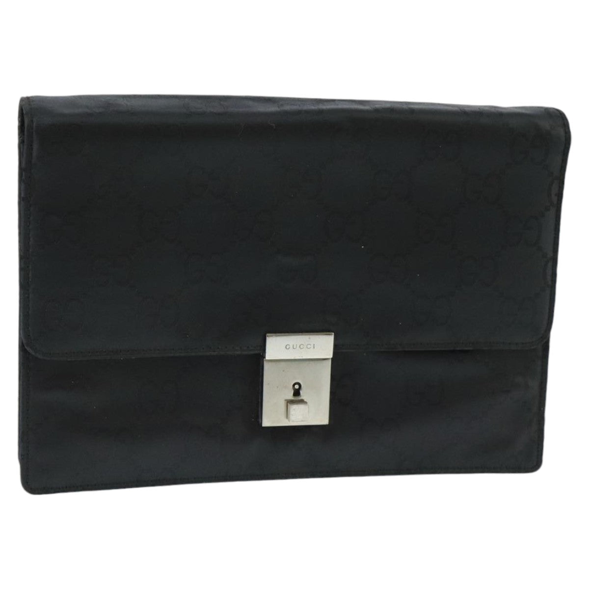GUCCI GG Canvas Clutch Bag Black Silver 018 1600 bs19445