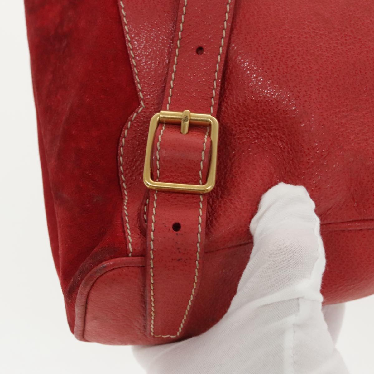 GUCCI Bamboo Backpack Suede Red Gold 003 58 0030 bs19461