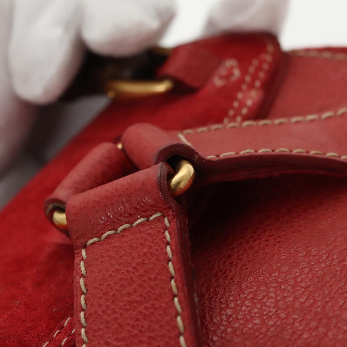GUCCI Bamboo Backpack Suede Red Gold 003 58 0030 bs19461