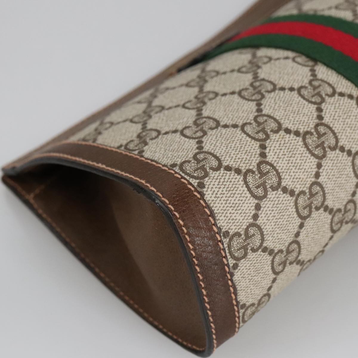 GUCCI GG Supreme Web Sherry Line Clutch Bag PVC Beige 67 014 2125 bs19481