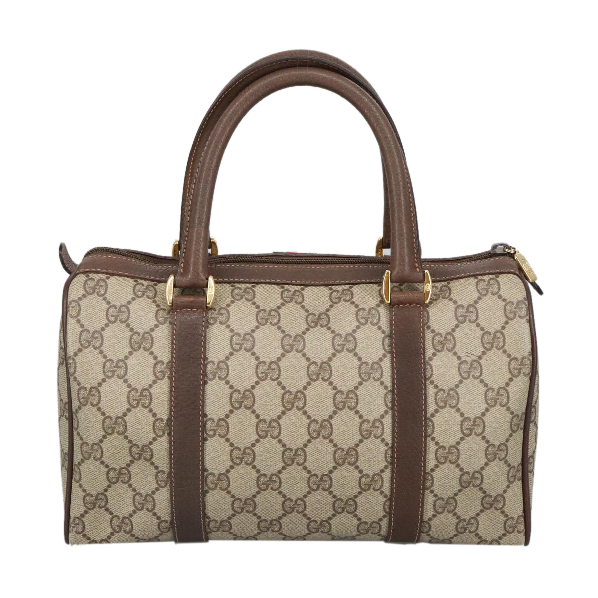 GUCCI GG Supreme Web Sherry Line Boston Bag PVC Beige 40 02 006 bs19577
