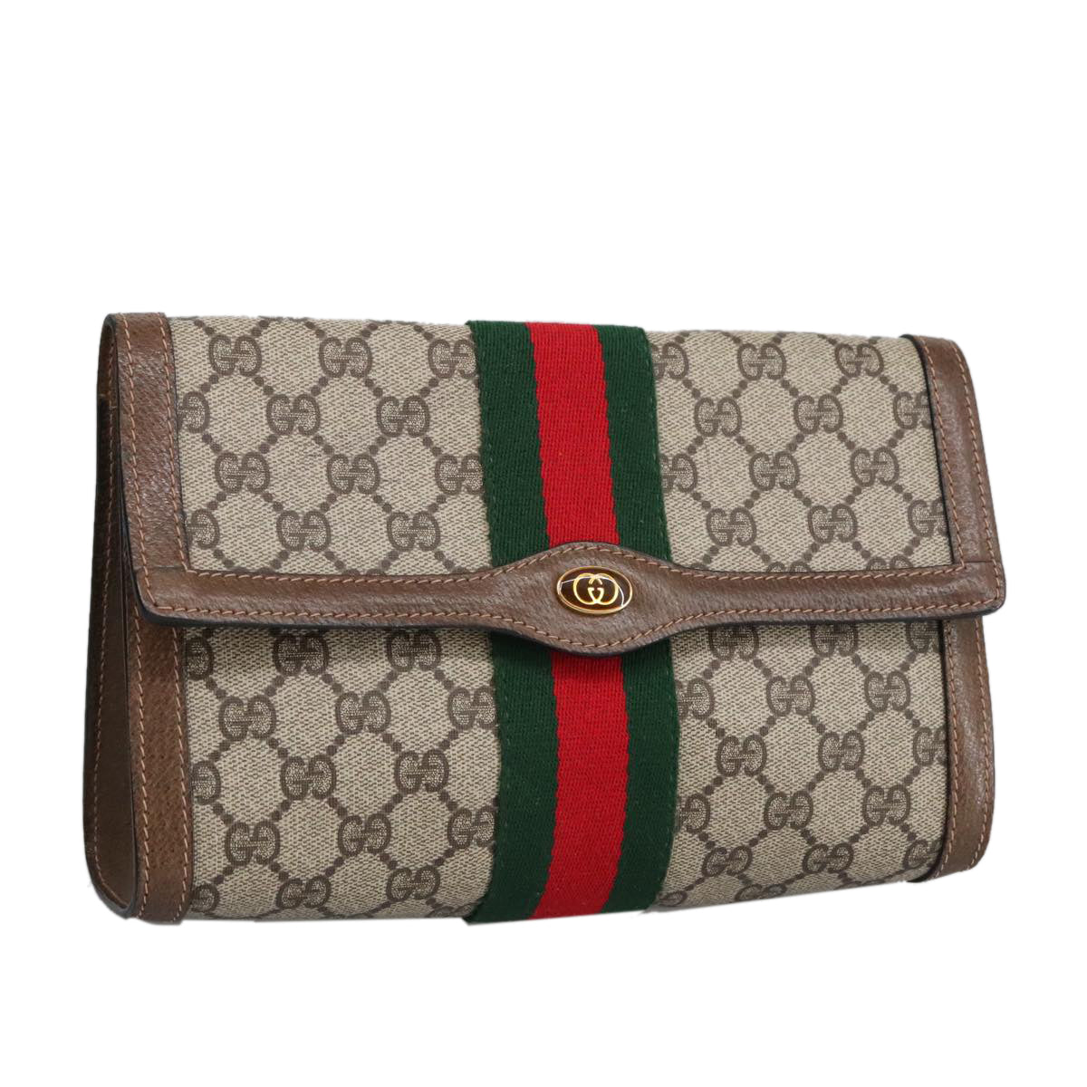 GUCCI GG Supreme Web Sherry Line Clutch Bag Beige 41 014 3087 25 bs19581