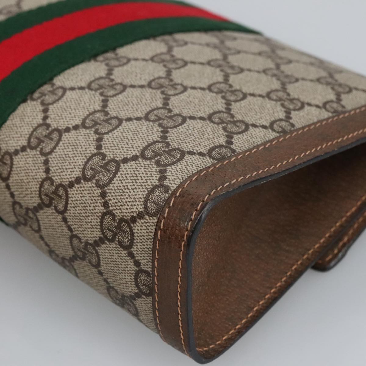 GUCCI GG Supreme Web Sherry Line Clutch Bag Beige 41 014 3087 25 bs19581