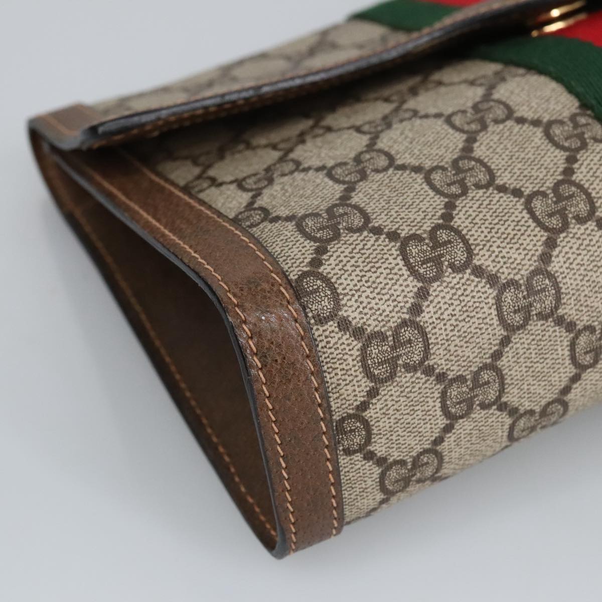GUCCI GG Supreme Web Sherry Line Clutch Bag Beige 41 014 3087 25 bs19581