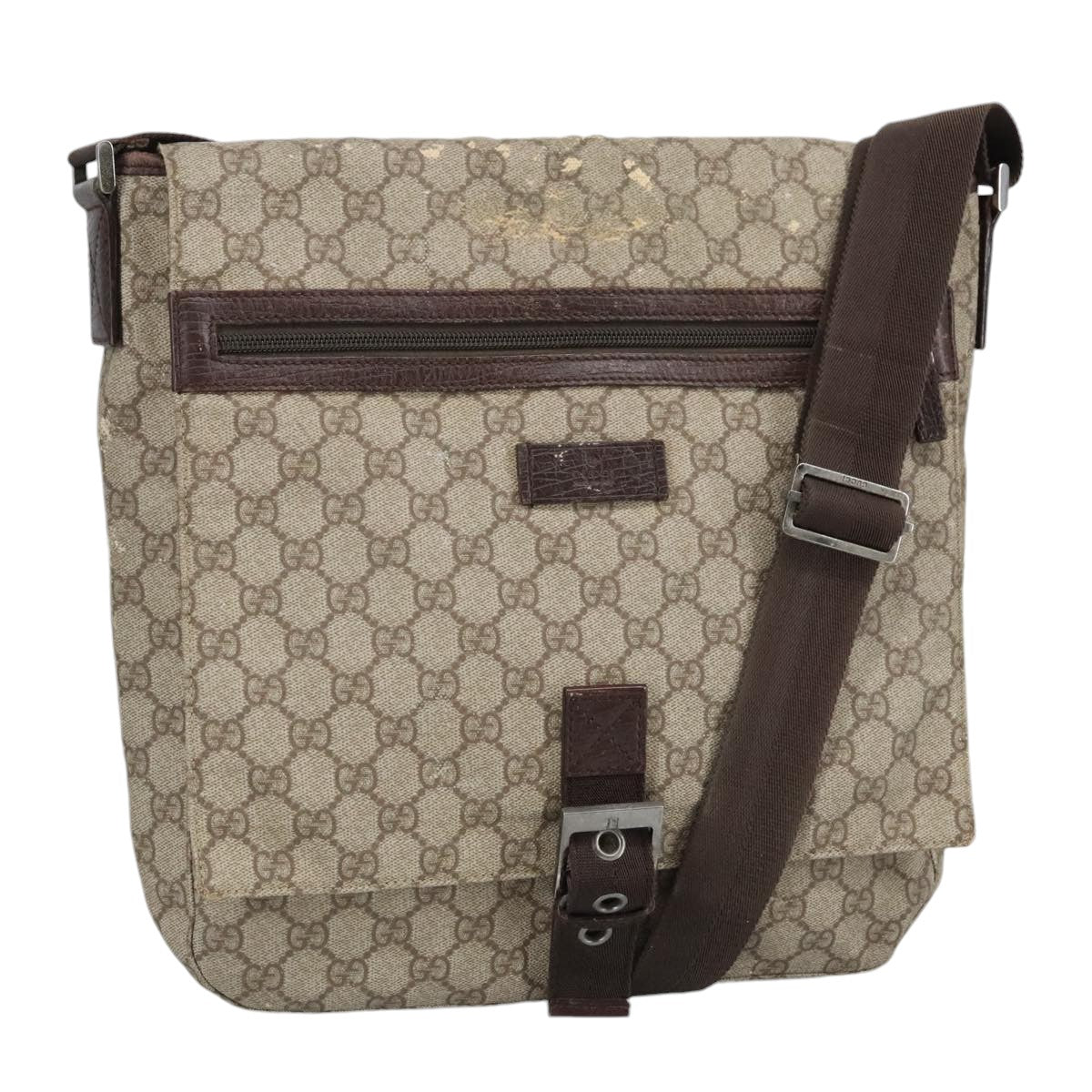 GUCCI GG Supreme Shoulder Bag PVC Beige 141626 bs19582