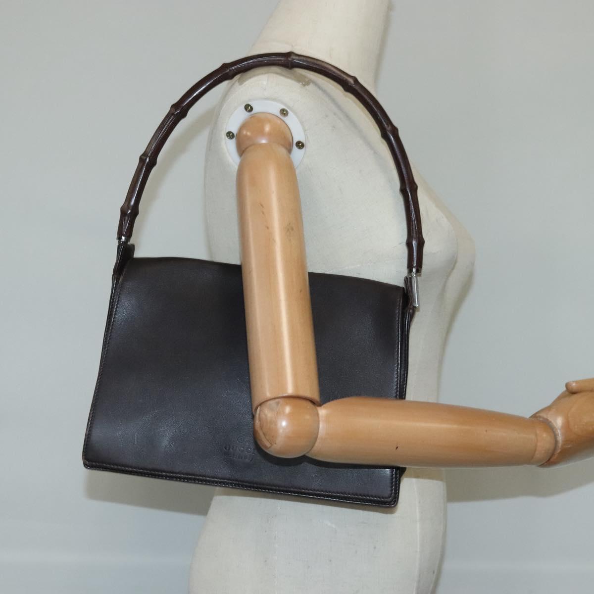 GUCCI Bamboo Hand Bag Leather Brown 001 3239 001998 bs19583