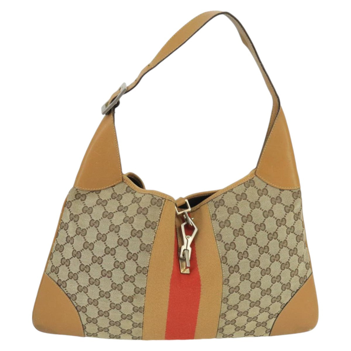 GUCCI GG Canvas Sherry Line Jackie Shoulder Bag Beige Red 001 4075 bs19585